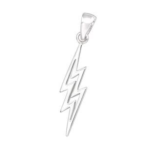 Sterling Silver Edgy Thunderbolt Pendant